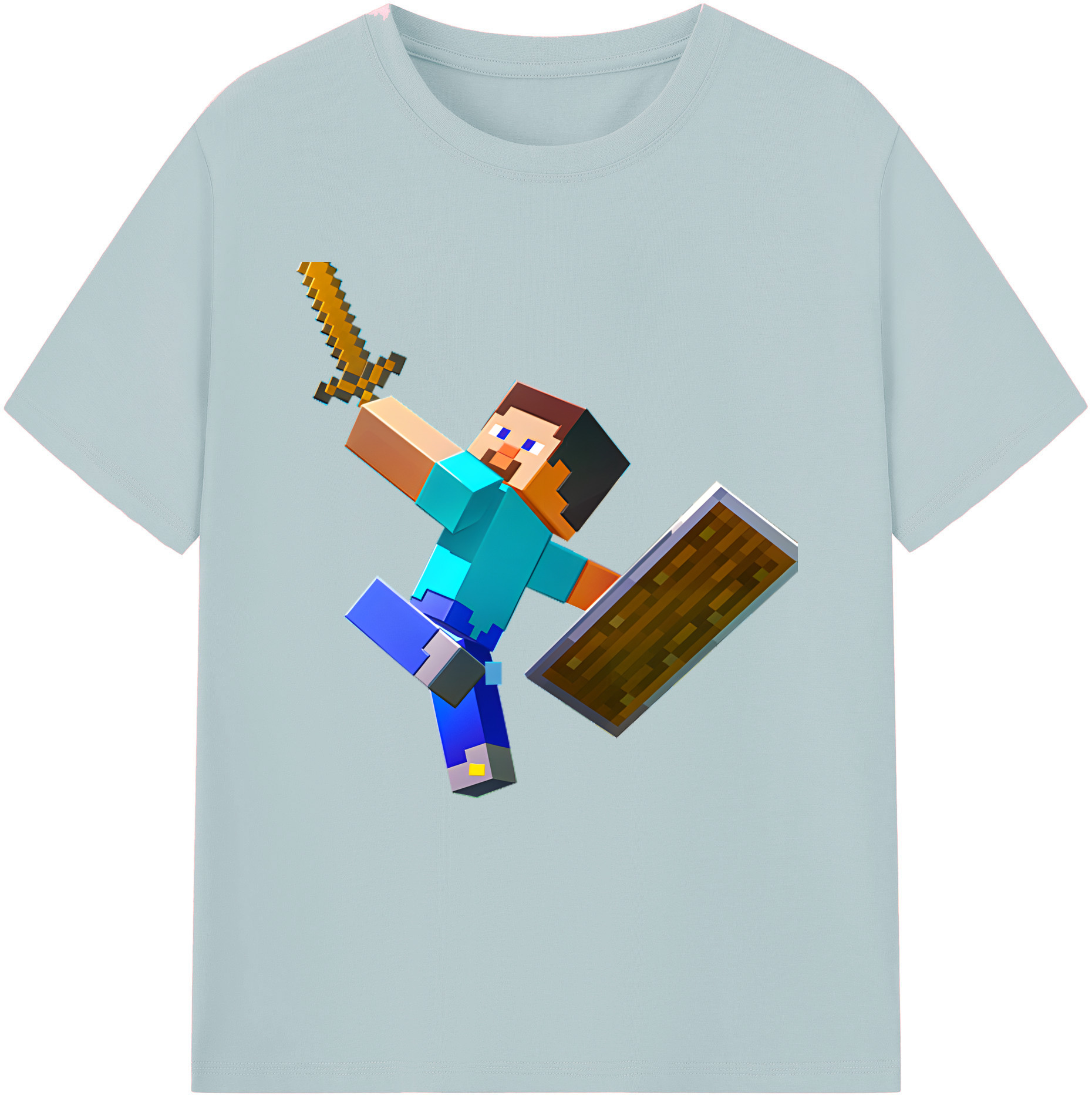 （画像用） マインクラフト ブロックの世界 Minecraft MC Block world 綿100％半袖Tシャツ（フロントプリント）